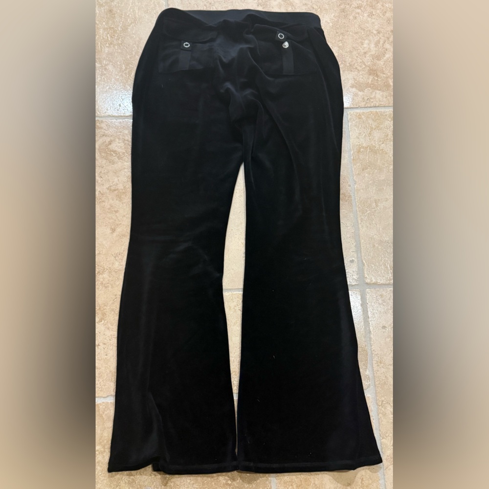 NWOT JUICY COUTURE bling snap pocket cotton velour pants in licorice size M - Picture 5 of 6